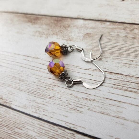 Crystal Collection Pre Owned Earrings Orange Drop Dangle Earrings - Picture 3 of 4